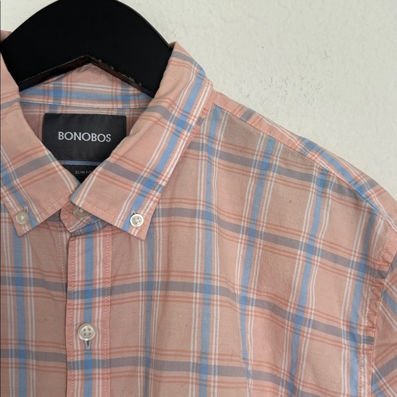 Bonobos - Men’s Slim Fit Everyday Shirt in Orange and Blue Plaid